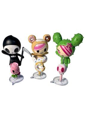 Tokidoki Collectible Figures Lot Of 3 + Accessories Adios Donutell Cactus
